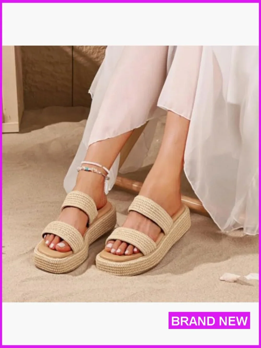 Platform Wedge Espadrilles Slip On Summer Beach Vacation Sandals Comfortable